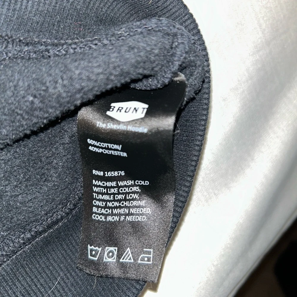 BRUNT Workwear Hoodie XL Black Heavyweight Snap Neck Pullover Sweatshirt - Picture 4 of 6